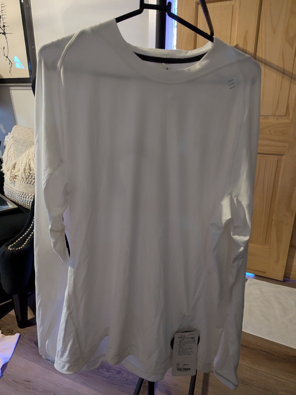 Lululemon Men's White Long-Sleeve Crew Neck Shirt